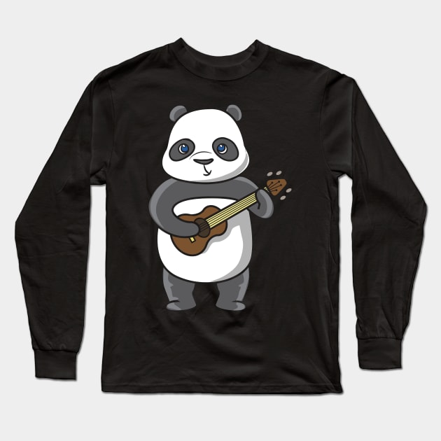 guitar playing Panda Long Sleeve T-Shirt by theanimaldude